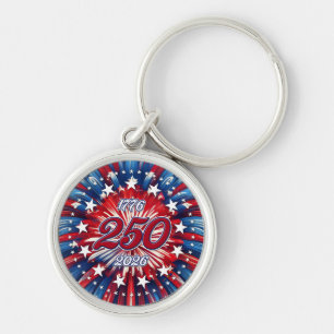 America’s 250th Birthday 1776-2026 RWB Fireworks Keychain