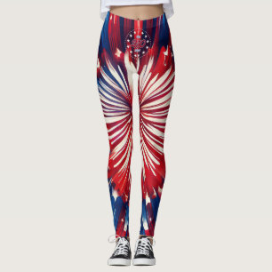 America’s 250th Birthday 1776-2026 RWB Fireworks Leggings