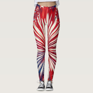America’s 250th Birthday 1776-2026 RWB Fireworks Leggings