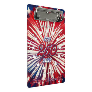 America’s 250th Birthday 1776-2026 RWB Fireworks Mini Clipboard