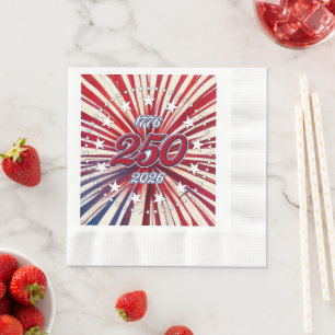 America’s 250th Birthday 1776-2026 RWB Fireworks Napkin