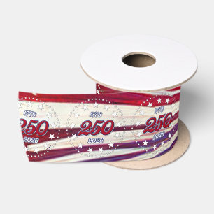 America’s 250th Birthday 1776-2026 RWB Fireworks Satin Ribbon