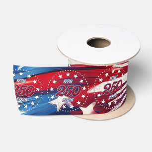 America’s 250th Birthday 1776-2026 RWB Fireworks Satin Ribbon