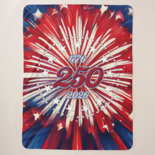 America’s 250th Birthday 1776-2026 RWB Fireworks Sherpa Blanket