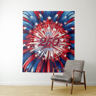 America’s 250th Birthday 1776-2026 RWB Fireworks Tapestry