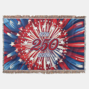 America’s 250th Birthday 1776-2026 RWB Fireworks Throw Blanket