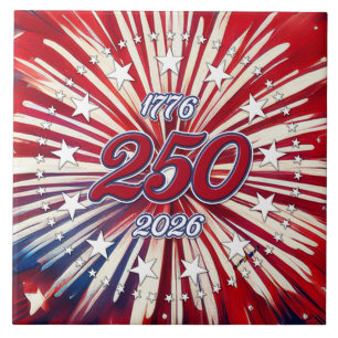 America’s 250th Birthday 1776-2026 RWB Fireworks Tile