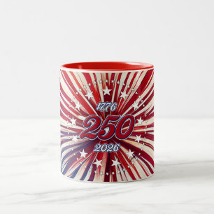America’s 250th Birthday 1776-2026 RWB Fireworks Two-Tone Coffee Mug