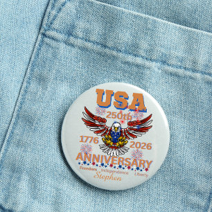 America’s 250th Birthday bald eagle july 4th 1 Inch Round Button