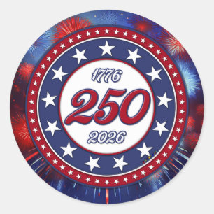 America’s 250th Birthday Graphic Fireworks Burst R Classic Round Sticker