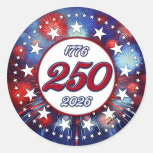 America’s 250th Birthday Graphic Fireworks Burst W Classic Round Sticker