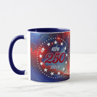 America’s 250th Birthday Graphic Fireworks Clouds Mug