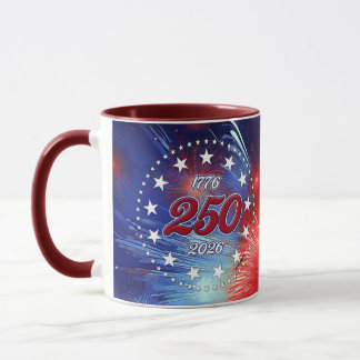 America’s 250th Birthday Graphic Fireworks Clouds Mug