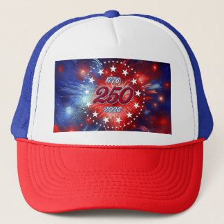 America’s 250th Birthday Graphic Fireworks Clouds Trucker Hat
