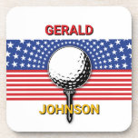 America’s Patriotic Golf Design Coaster<br><div class="desc">Americas Patriotic Golf Design by Edward Eksi,  Easy modification of TEXTS for your needs.</div>