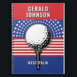 America’s Patriotic Golf Design Notebook<br><div class="desc">Americas Patriotic Golf Design by Edward Eksi,  Easy modification of TEXTS for your needs.</div>