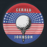 America’s Patriotic Golf Design Paper Plate<br><div class="desc">Americas Patriotic Golf Design by Edward Eksi,  Easy modification of TEXTS for your needs.</div>