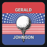 America’s Patriotic Golf Design Square Sticker<br><div class="desc">Americas Patriotic Golf Design by Edward Eksi,  Easy modification of TEXTS for your needs.</div>