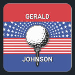 America’s Patriotic Golf Design Square Sticker<br><div class="desc">Americas Patriotic Golf Design by Edward Eksi,  Easy modification of TEXTS for your needs.</div>