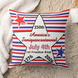 America Semiquincentennial Star Stripes Throw Pillow