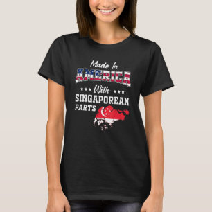 America Singaporean Parts Singapore Map USA Flag T-Shirt