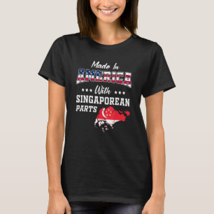 America Singaporean Parts Singapore Map Usa Flag T-Shirt