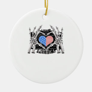 America Skeleton Hands Ceramic Ornament
