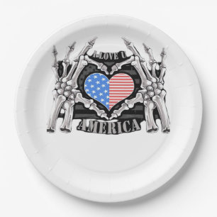 America Skeleton Hands Paper Plate