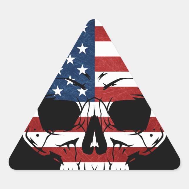 America Skull Flag Skeleton Evil Triangle Sticker (Front)