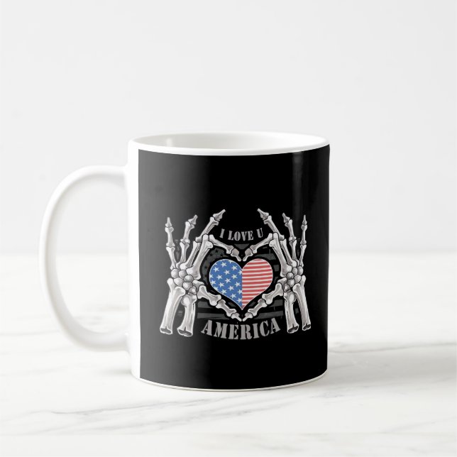 America Skull Skeleton Hand Artwork Editable Layer Coffee Mug (Left)