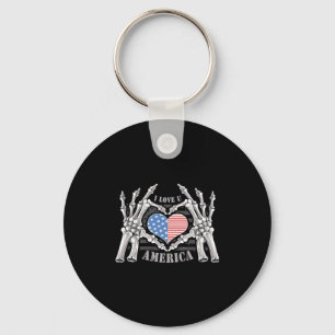 America Skull Skeleton Hand Artwork Editable Layer Keychain