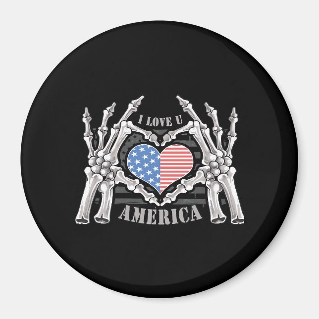 America Skull Skeleton Hand Artwork Editable Layer Magnet (Front)