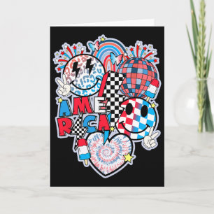 America Smile Face Heart American Flag Women Men 4 Card