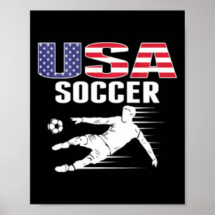 America Soccer Lovers Jersey Usa Flag Support Foot Poster