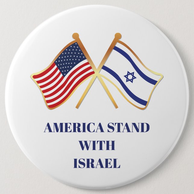 America Stand With Israel Freedom Flag 6 Inch Round Button (Front)