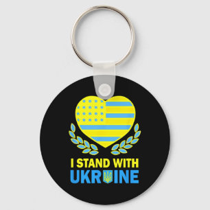 America Stand With Ukraine Shirt Ukrainian Usa Fla Keychain