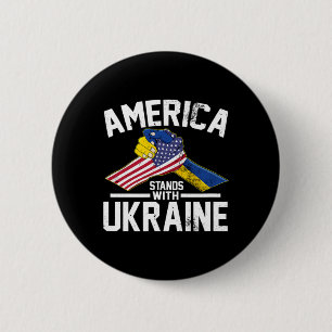 America Stands With Ukraine Ukrainian American Fla 2 Inch Round Button
