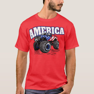 America Stars and Stripes Monster Truck Funny Meri T-Shirt