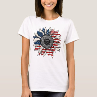 America Sunflower Shirt USA Flag Flower T Shirt