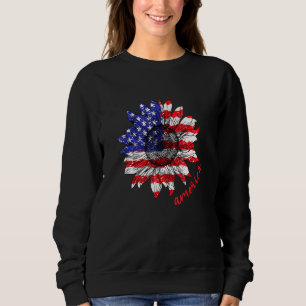 America Sunflower With Us Flag For American Indepe Sweatshirt