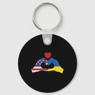 America Support Ukraine Love Heart Friendship Keychain