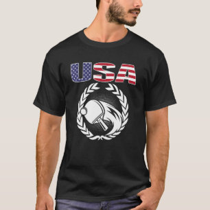 America Table Tennis USA Flag Ping Pong Supporte T-Shirt