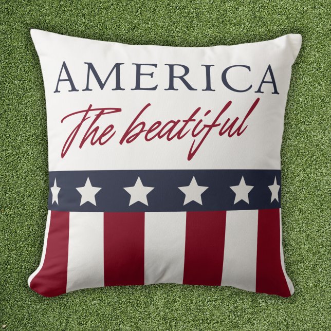 America The Beatiful Patriotic Throw Pillow (Creator Uploaded)