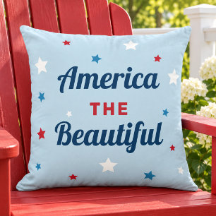 America the Beautiful Blue Star Patriotic Throw Pillow