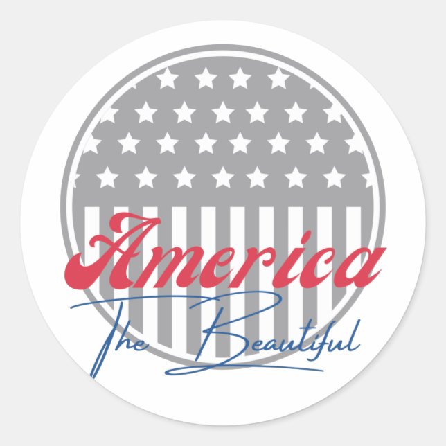 America, the Beautiful, USA patriotism Classic Round Sticker (Front)