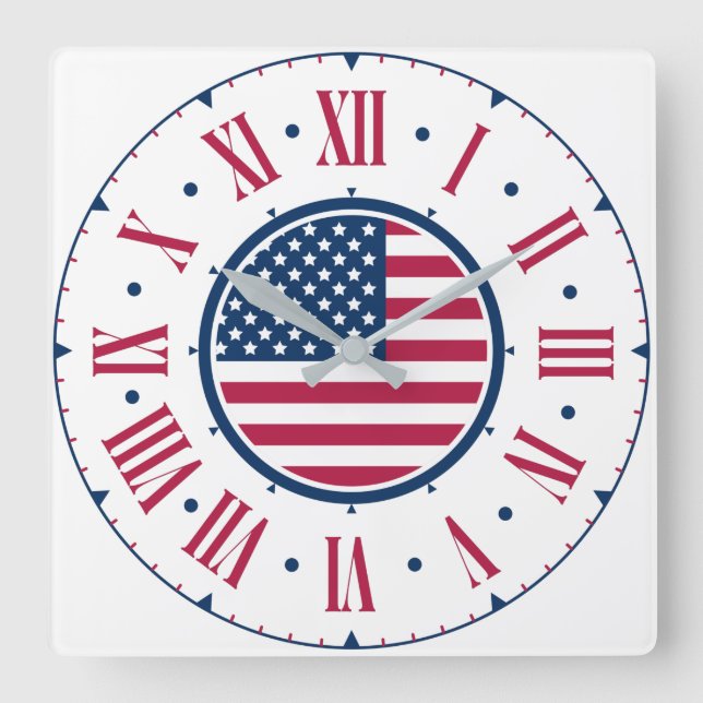 America The Beauty Square Wall Clock (Front)