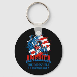 America The Impossible Is What We Do Best Usa Keychain