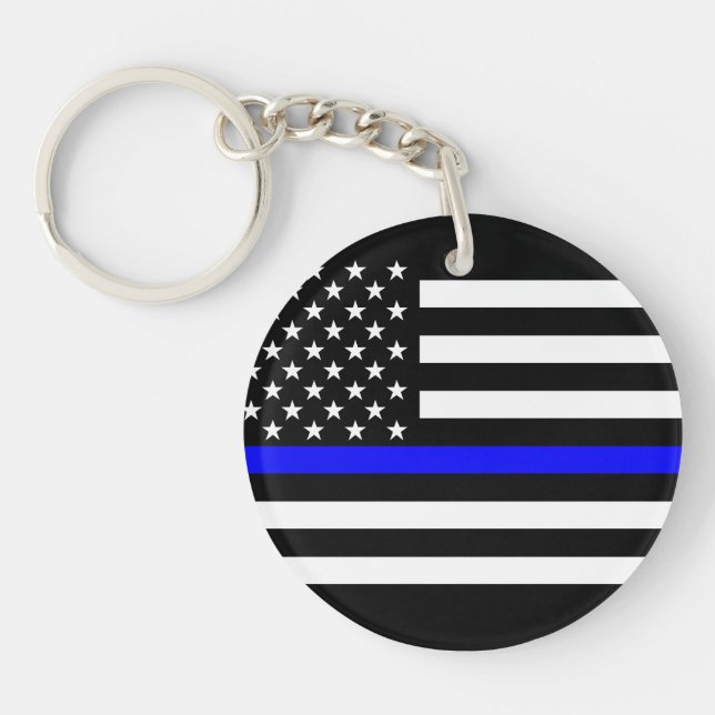 America Thin Blue Line Symbol Keychain (Front)