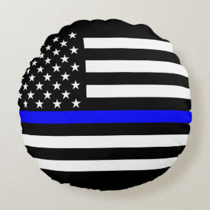 America Thin Blue Line Symbol Round Pillow