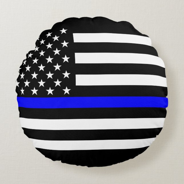 America Thin Blue Line Symbol Round Pillow (Front)
